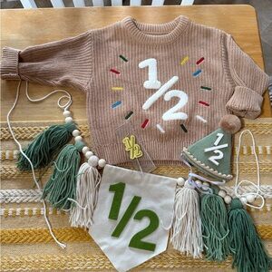Kids Half Birthday Sweater and Accessories Set
